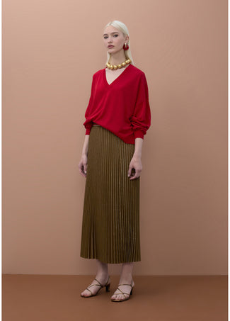 LOLA CASADEMUNT METALLIC PLEATED SKIRT