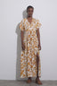 MAXI FLORAL DRESS WITH SHORT SLEEVES