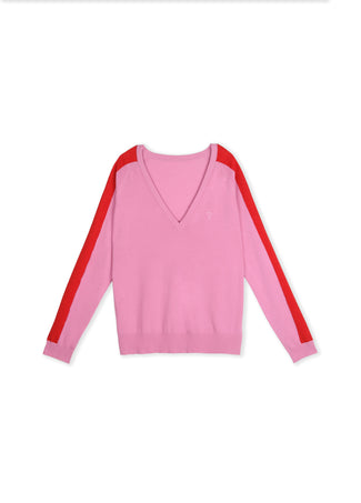SWEATER WITH V-NECKLINE AND CONTRAST SLEEVES