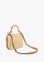 LOLA CASADEMUNT COMBINED STRAW EFFECT CROSSBODY WITH PERFORATED LOGO HANDLE
