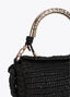 LOLA CASADEMUNT COMBINED STRAW EFFECT CROSSBODY WITH PERFORATED LOGO HANDLE