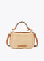 LOLA CASADEMUNT COMBINED STRAW EFFECT CROSSBODY WITH PERFORATED LOGO HANDLE