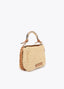 LOLA CASADEMUNT COMBINED STRAW EFFECT CROSSBODY WITH PERFORATED LOGO HANDLE