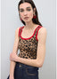 LOLA CASADEMUNT RED CONTRAST RIB TANK TOP