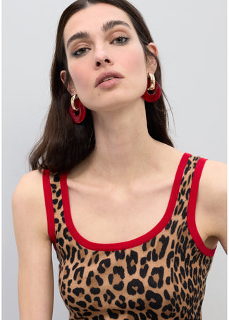 LOLA CASADEMUNT RED CONTRAST RIB TANK TOP