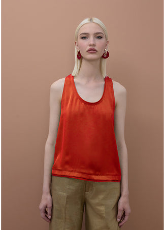 LOLA CASADEMUNT ROUND NECK TOP WITH PIPING DETAIL
