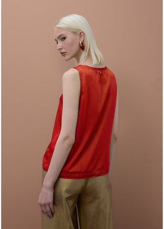 LOLA CASADEMUNT ROUND NECK TOP WITH PIPING DETAIL