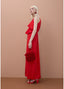 LOLA CASADEMUNT RUFFLED V-NECK DRESS