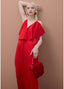LOLA CASADEMUNT RUFFLED V-NECK DRESS