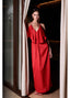 LOLA CASADEMUNT RUFFLED V-NECK DRESS