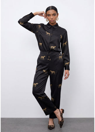 LOLA CASADEMUNT SATIN LEOPARD PRINT JOGGER
