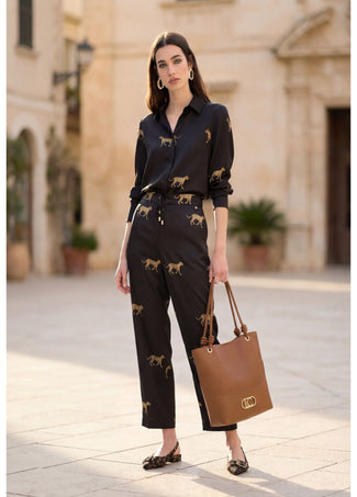 LOLA CASADEMUNT SATIN LEOPARD PRINT JOGGER