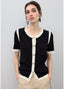 LOLA CASADEMUNT SHORT SLEEVE CONTRAST RIB CARDIGAN