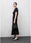 LOLA CASADEMUNT ELASTIC MIDI DRESS WITH SHORT SLEEVES AND RUCHED WAIST