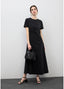 LOLA CASADEMUNT ELASTIC MIDI DRESS WITH SHORT SLEEVES AND RUCHED WAIST