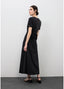 LOLA CASADEMUNT ELASTIC MIDI DRESS WITH SHORT SLEEVES AND RUCHED WAIST