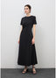 LOLA CASADEMUNT ELASTIC MIDI DRESS WITH SHORT SLEEVES AND RUCHED WAIST