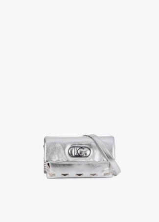 LOLA CASADEMUNT SMALL METALLIC CROSSBODY WITH RECTANGULAR STUDS