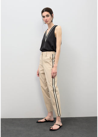 LOLA CASADEMUNT STRAIGHT PANTS WITH SIDE STRIPE TAPES