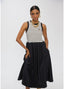 LOLA CASADEMUNT BIMATERIAL STRIPED DRESS