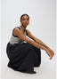 LOLA CASADEMUNT BIMATERIAL STRIPED DRESS