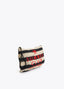 LOLA CASADEMUNT STRIPED RAFFIA EFFECT WALLET WITH 3D EMBROIDERY