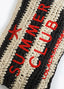 LOLA CASADEMUNT STRIPED RAFFIA EFFECT WALLET WITH 3D EMBROIDERY
