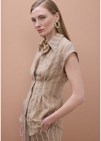 LOLA CASADEMUNT SHORT SLEEVE PINSTRIPED SHIRT