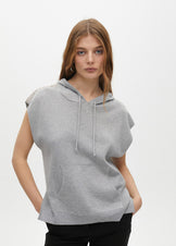 SWEATER VEST WITH HOOD AND SHOULDER APPLIQUÉS