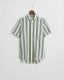 REGULAR FIT STRIPED COTTON LINEN SHORT SLEEVE SHIRT