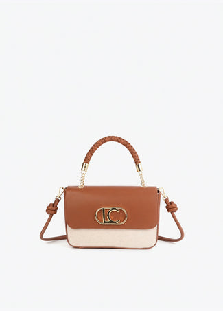 LOLA CASADEMUNT TWO-TONE FAUX LEATHER FLAP CROSSBODY