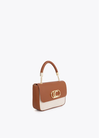LOLA CASADEMUNT TWO-TONE FAUX LEATHER FLAP CROSSBODY