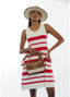LOLA CASADEMUNT TWO-TONE FAUX LEATHER FLAP CROSSBODY
