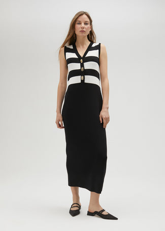 TWO-TONE KNIT DRESS