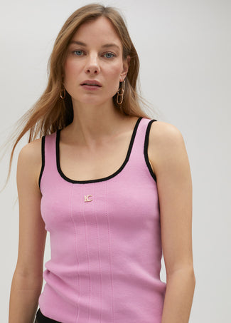 TWO-TONE LC KNIT TOP