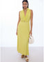 LOLA CASADEMUNT V-NECK DRESS WITH BUCKLE WAIST