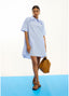 LOLA CASADEMUNT SHORT EMBROIDERED FLORAL STRIPED POPLIN DRESS