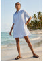 LOLA CASADEMUNT SHORT EMBROIDERED FLORAL STRIPED POPLIN DRESS
