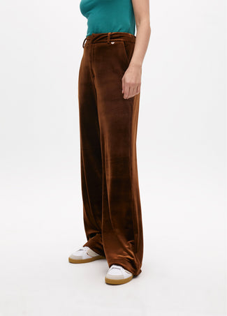 WIDE-LEG VELVET TROUSERS WITH SIDE STRIPE